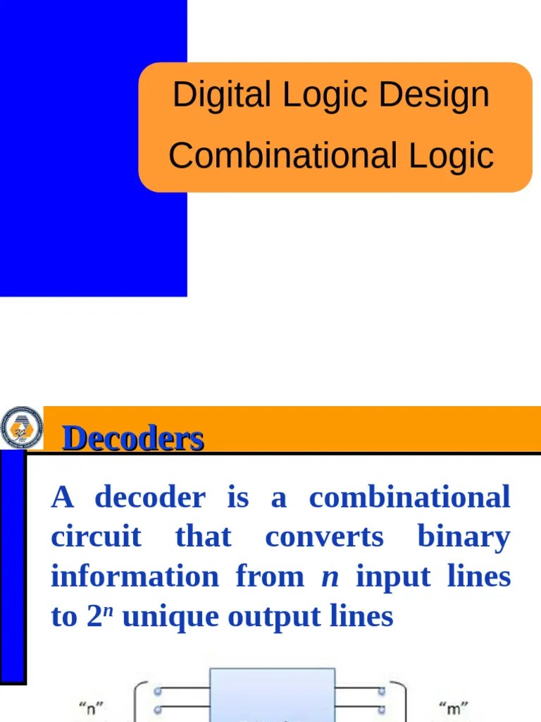 Chapter 4 Combinational Logic Decoderencoder Mux | PDF | Multiplexing ...