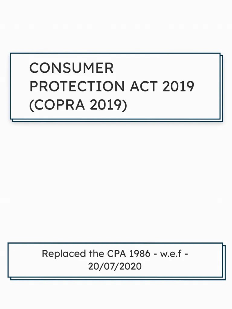 SG Consumer Protection Act 2019 (Copra 2019) | PDF