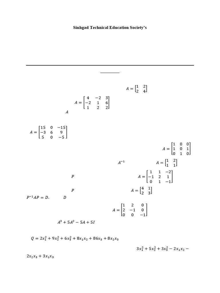 Tutorial 5 | PDF | Eigenvalues And Eigenvectors | Matrix (Mathematics)
