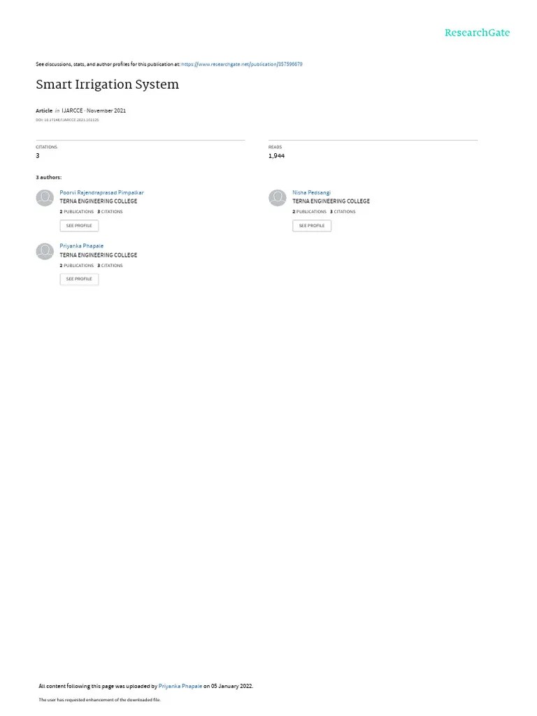 Smart Irrigation System | PDF | Arduino | Microcontroller
