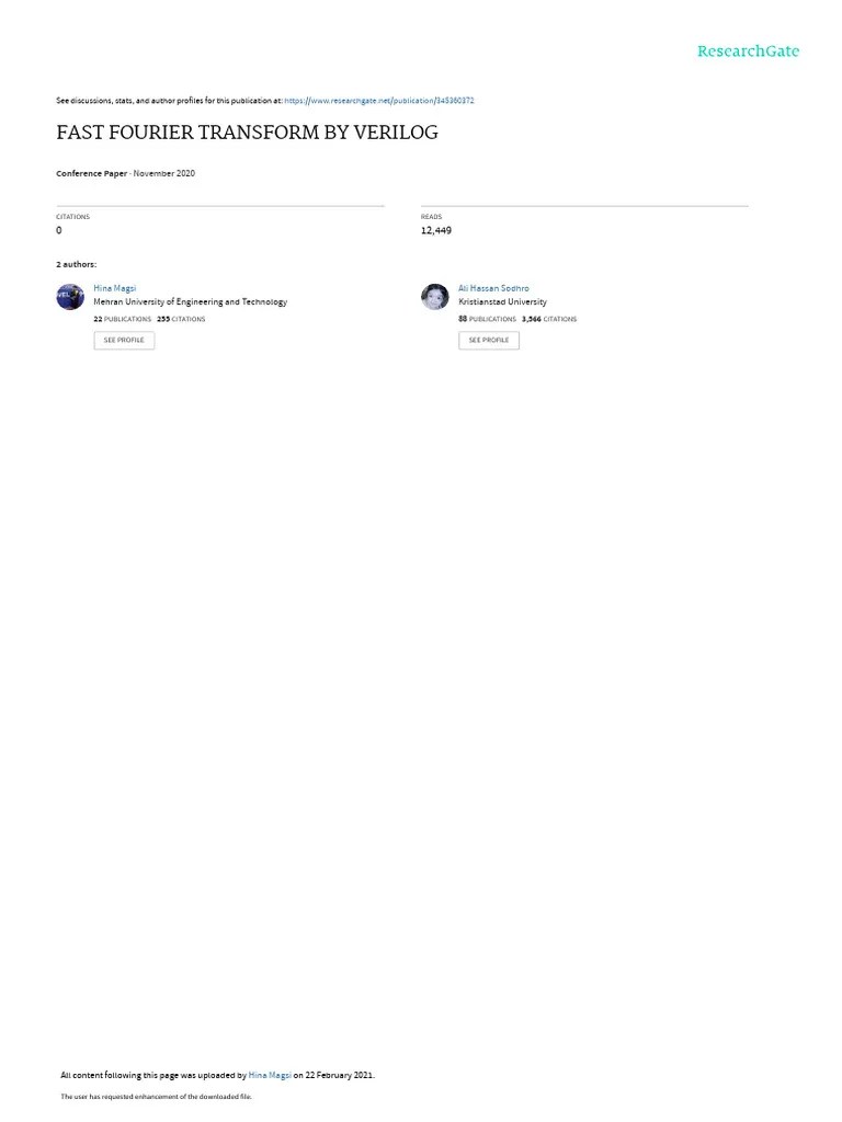 FFT_PAPER | PDF | Fast Fourier Transform | Discrete Fourier Transform