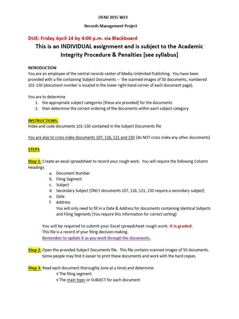 Project Assignment Instructions(1) Admin | PDF | Microsoft Excel | Spreadsheet