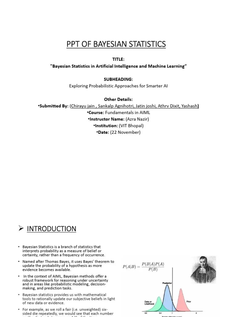 PPT OF BAYESIAN STATISTICS ( CHIRAYU JAIN & GROUP) | PDF | Bayesian ...