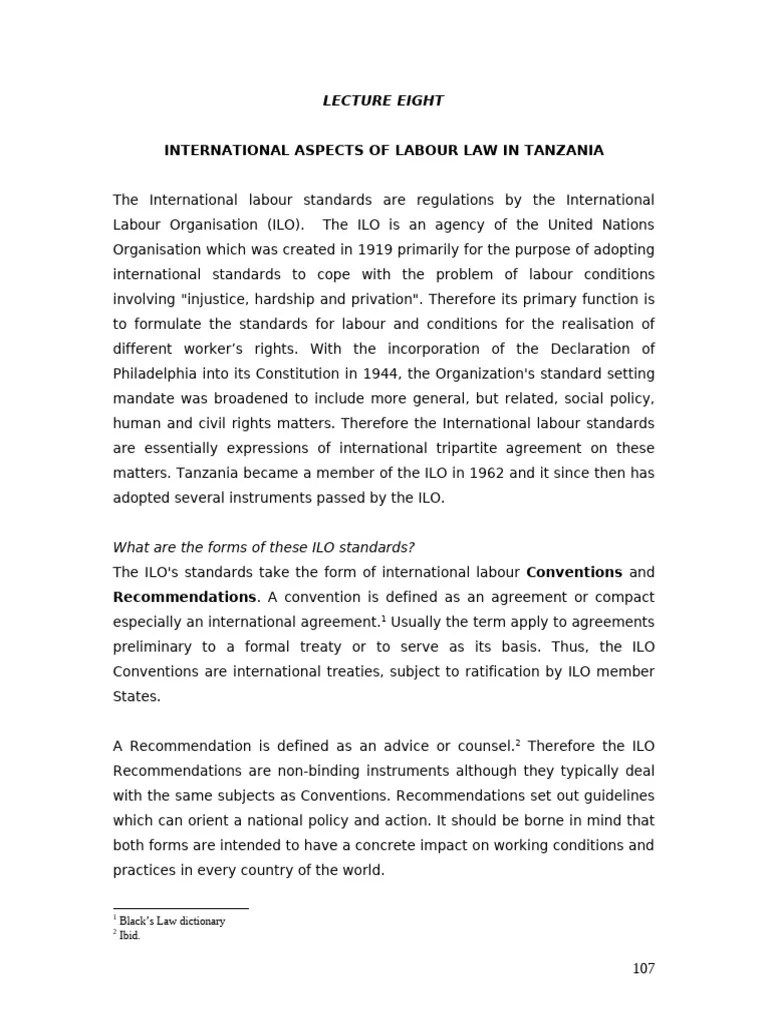 Labour Law LECTURE 9 | PDF | International Labour Organization | Labour Law
