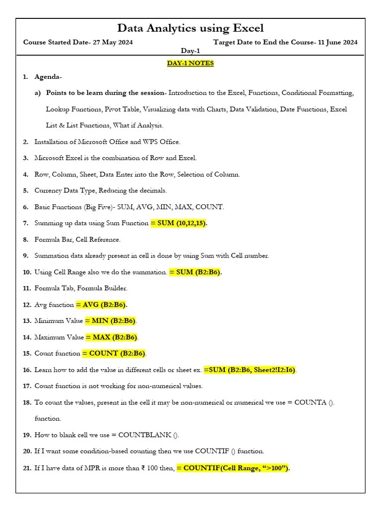 Data Analytics Using Excel | PDF