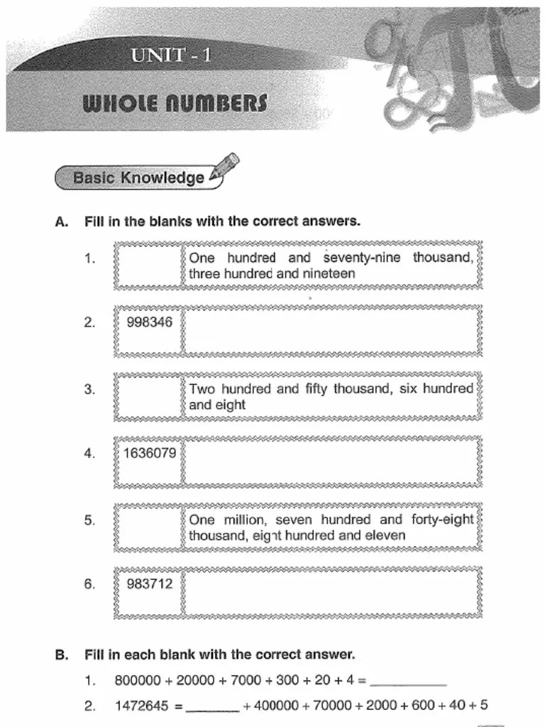 Unit 1 - Whole Numbers | PDF