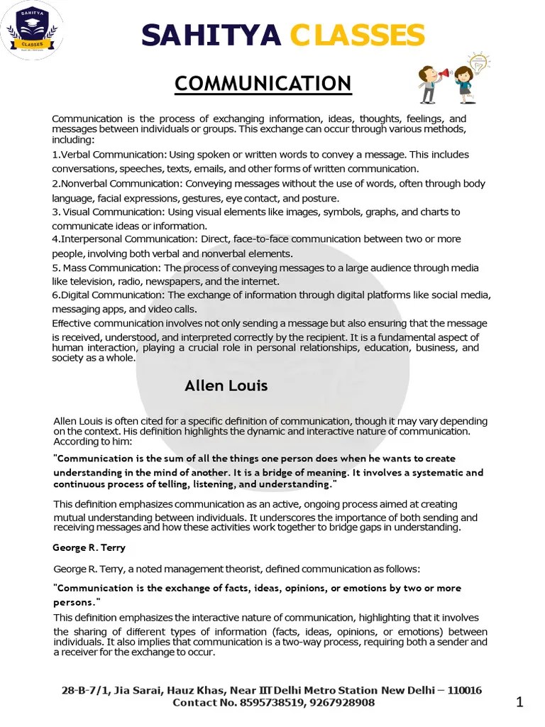 Communication Part-1-1 | PDF | Communication | Nonverbal Communication