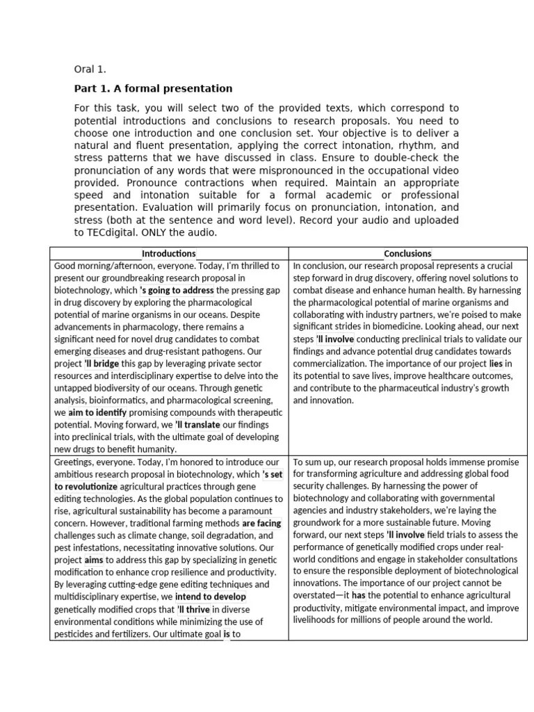 Oral 1 Instructions Pdf Agriculture Sustainability