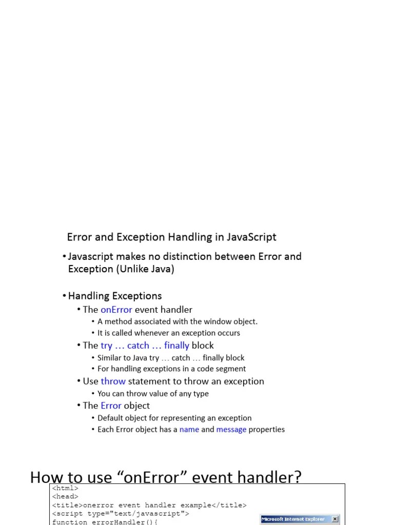 ErrorHandling.pptx | PDF | Java Script | Control Flow