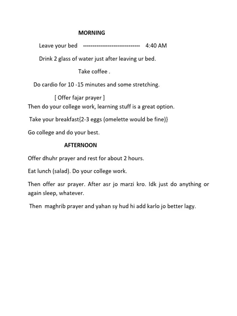 Daily Routine For Healthy Living | PDF