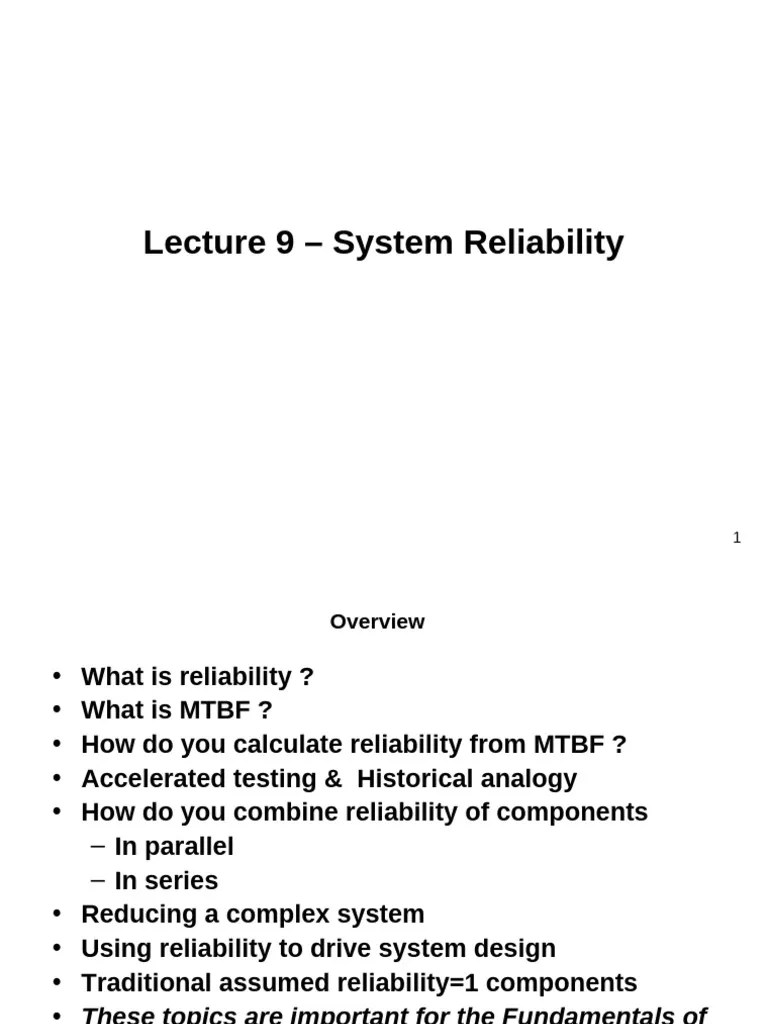 Lecture 9 - System Reliability | PDF | Reliability Engineering ...