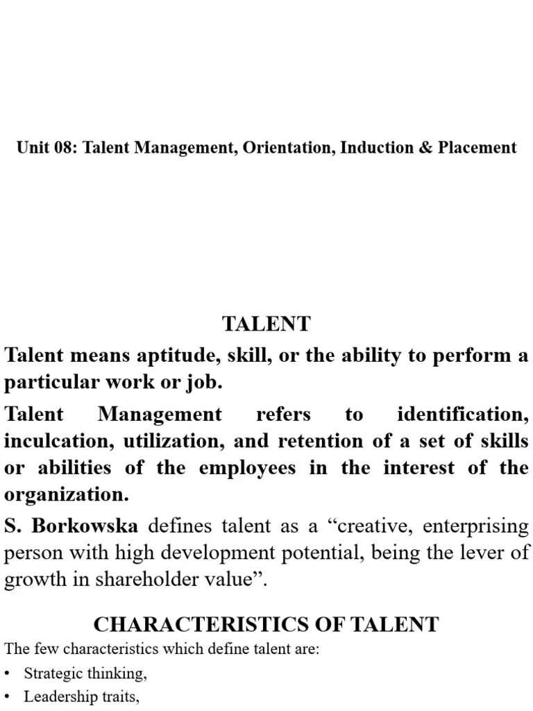 Ob Unit 8 Pdf Talent Management Employee Retention