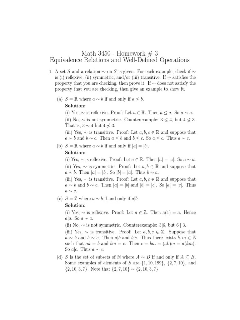 Equivalence Relations And Well-Defined Operations | PDF | Mathematics | Mathematical Concepts