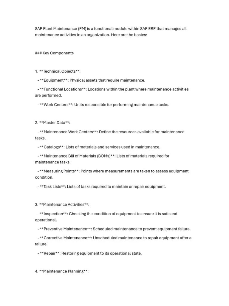 SAP PM Basics | PDF | Systems Engineering | Engineering