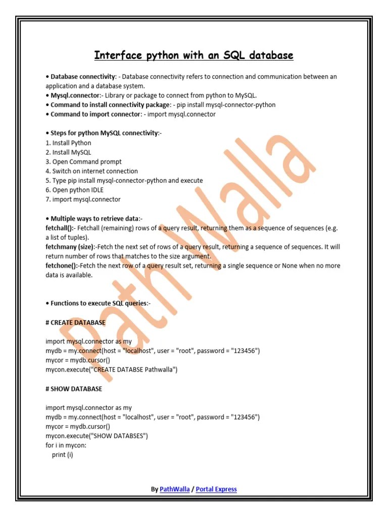 Interface With Python | PDF | Databases | Sql