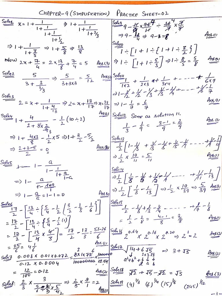 Simplification Sheet 2 Solution | PDF