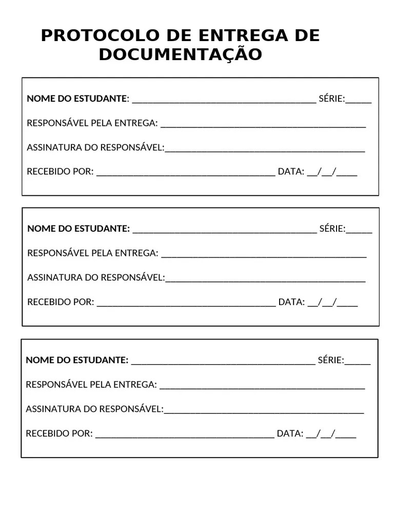 Protocolo De Entrega De Documentação | PDF