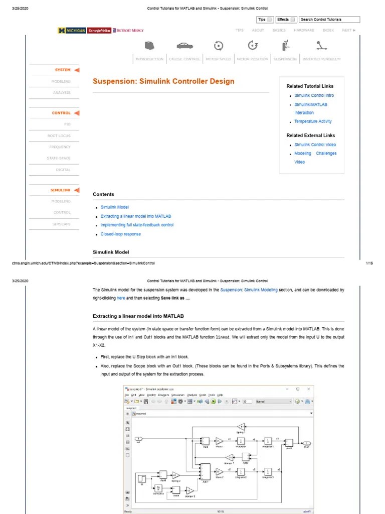 11 Control Tutorials For MATLAB And Simulink - Suspension_ Simulink Control | PDF | Matlab ...