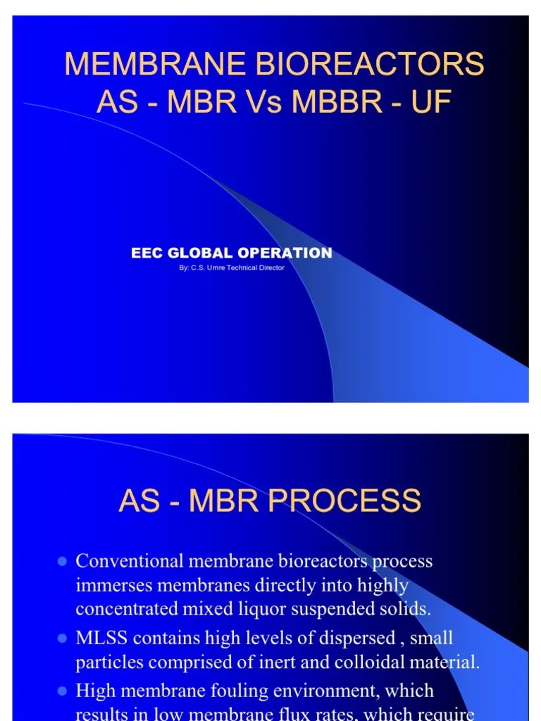 Membrane Bio Reactor Presentation | PDF | Chemistry | Industrial Processes