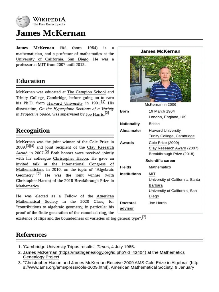 James_McKernan | PDF | Algebraic Geometry | Mathematics