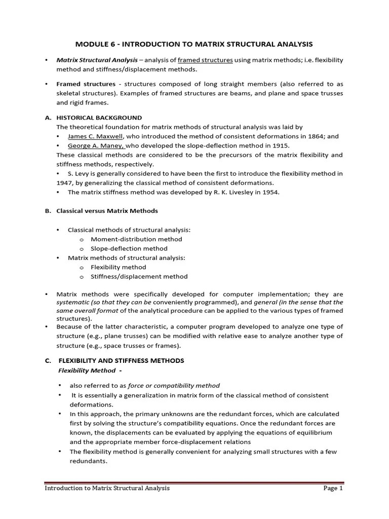 Module-6-Matrix-Structural-Analysis- | PDF | Structural Analysis ...