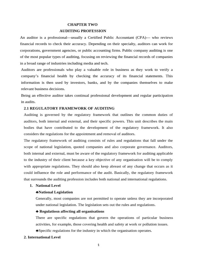 Auditing Principle - I CH 2 | PDF | Audit | Accounting