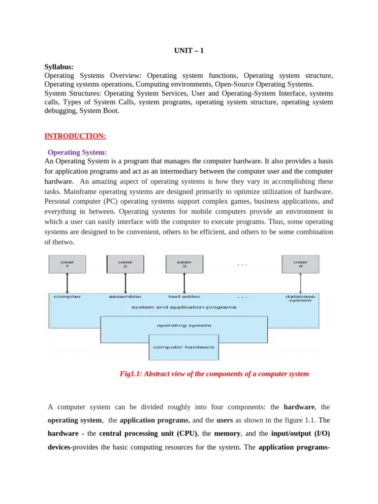 Unit-1 Operating System | PDF | Operating System | Graphical User ...