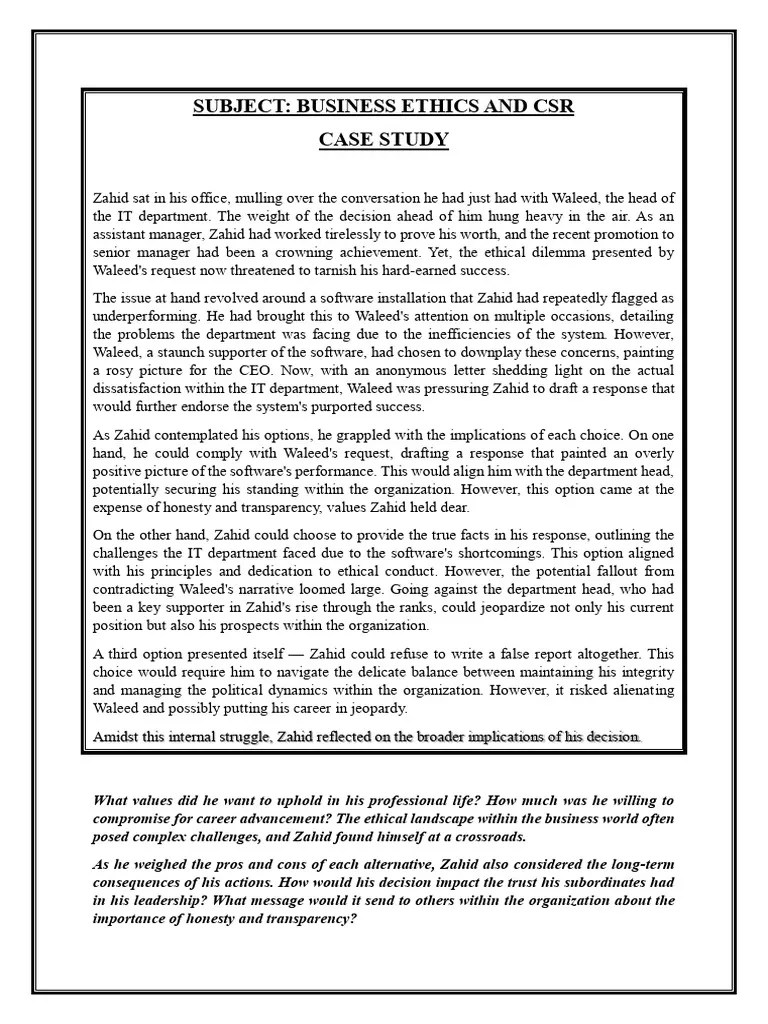Case Study Ethics | PDF