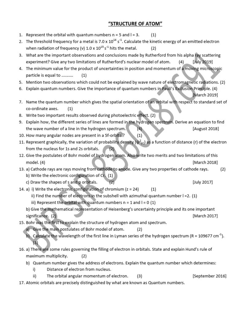 Structure Of Atom | PDF | Atomic Orbital | Electron