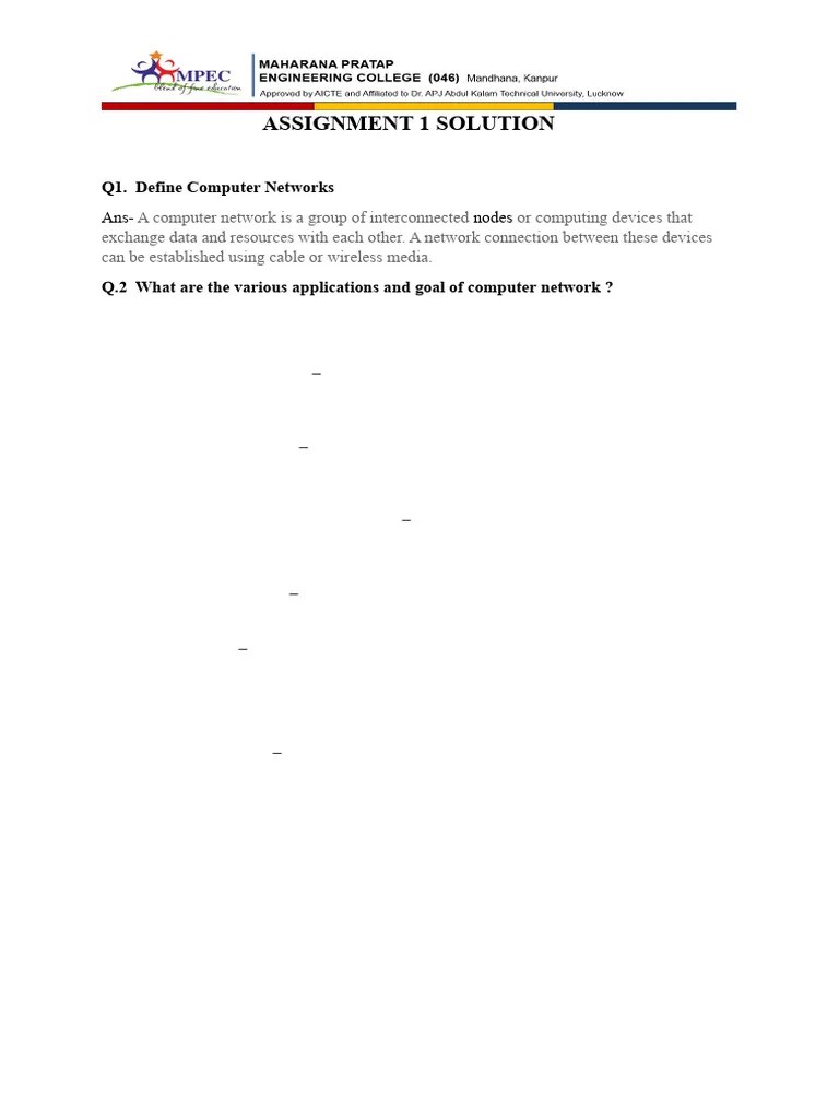 ASSIGNMENT 1 SOLUTION | PDF | Network Topology | Duplex (Telecommunications)