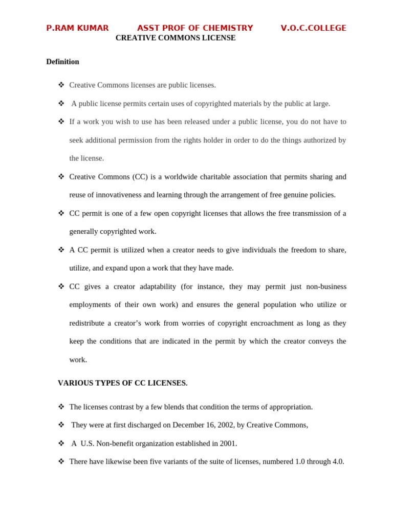 CREATIVE COMMONS LICENSE | PDF | Creative Commons License | Creative Commons
