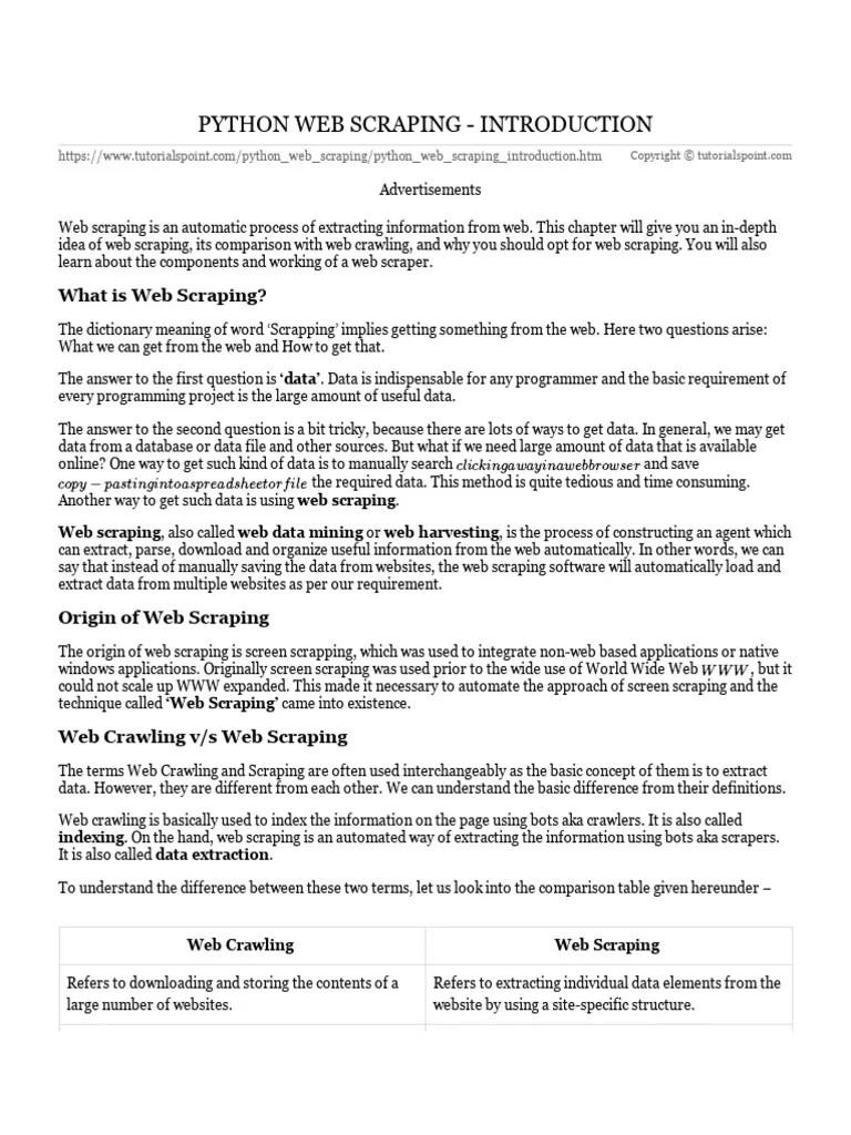 2python Web Scraping Introduction | PDF | World Wide Web | Internet & Web