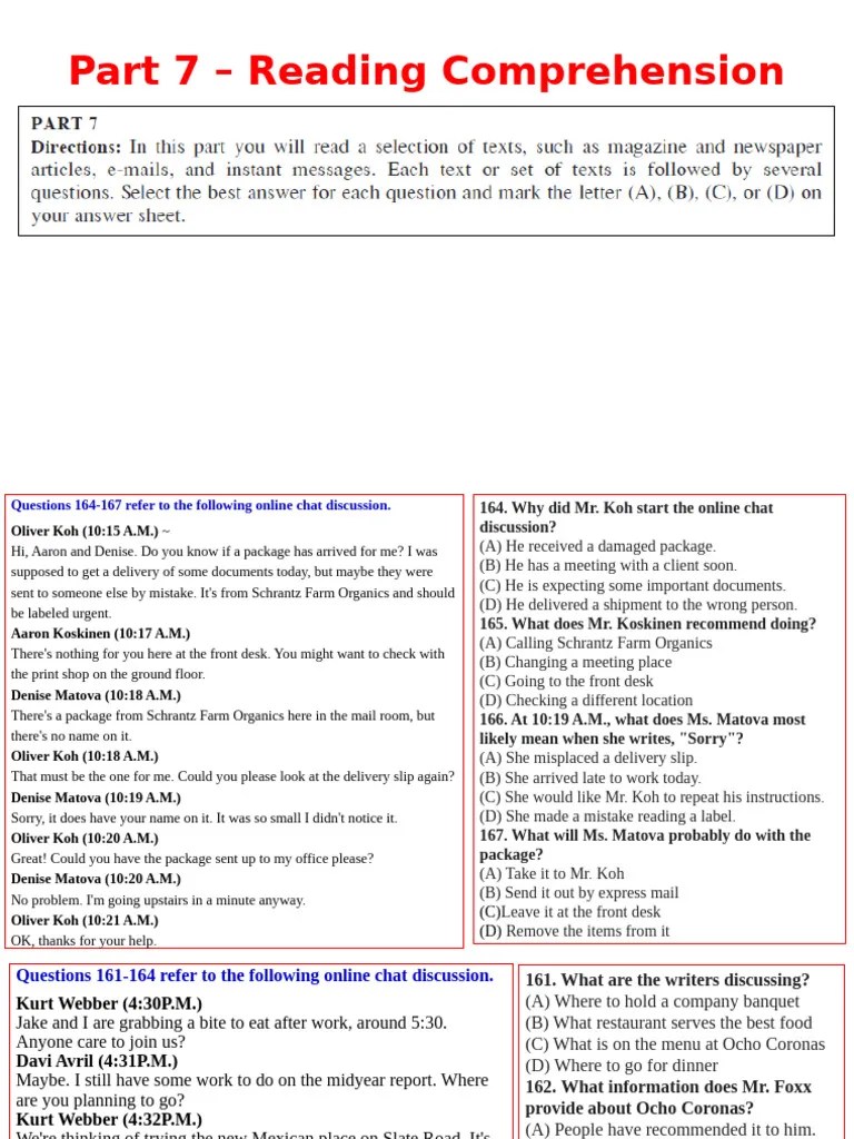 Part 7 - Reading Comprehension-2-B Sung | PDF | Tire | Rapid Transit