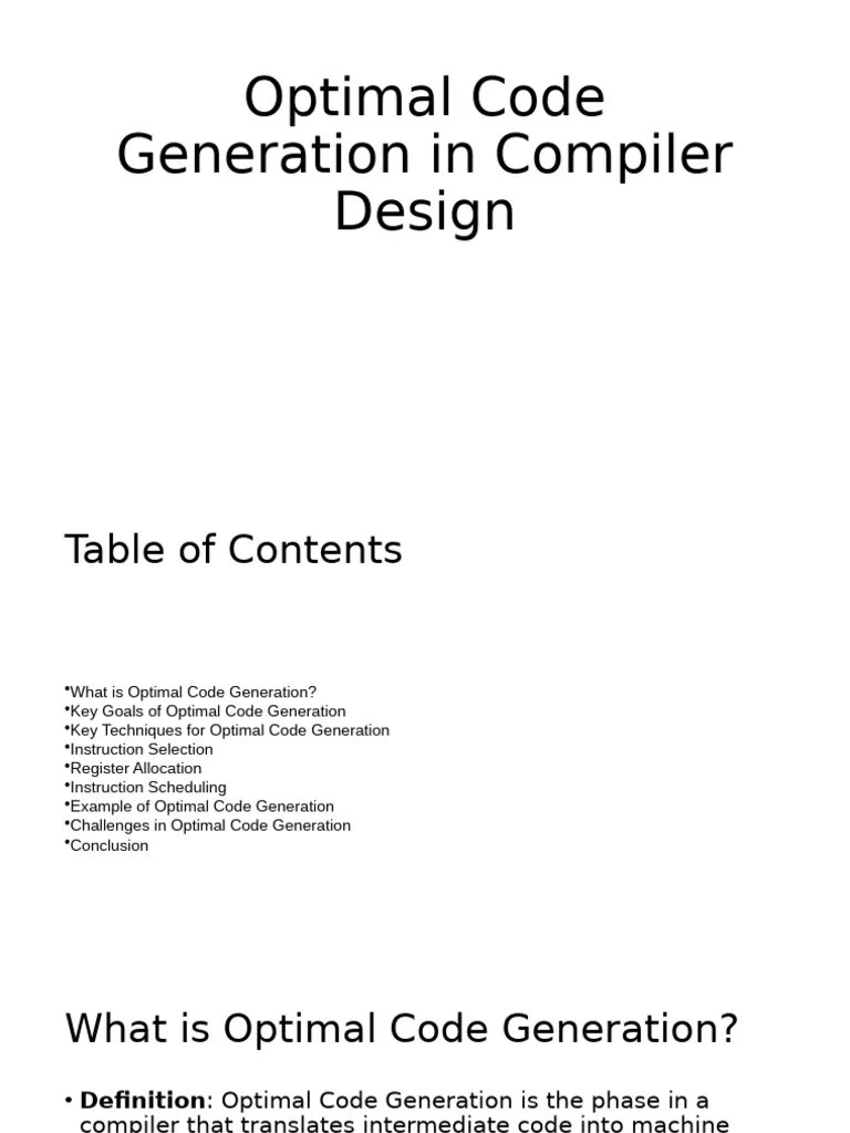 Optimal Code Generation Guide Pdf Computer Programming Computer