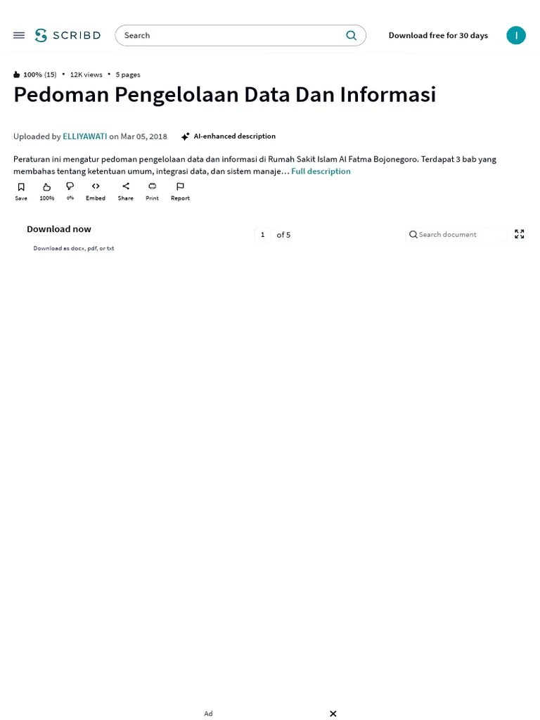Pedoman Pengelolaan Data Dan Informasi - PDF | PDF