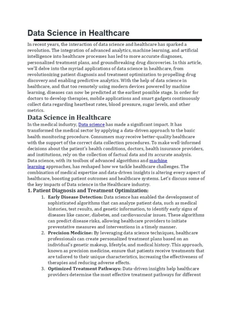 Data Science In Healthcare | PDF | Personalized Medicine | Medicine