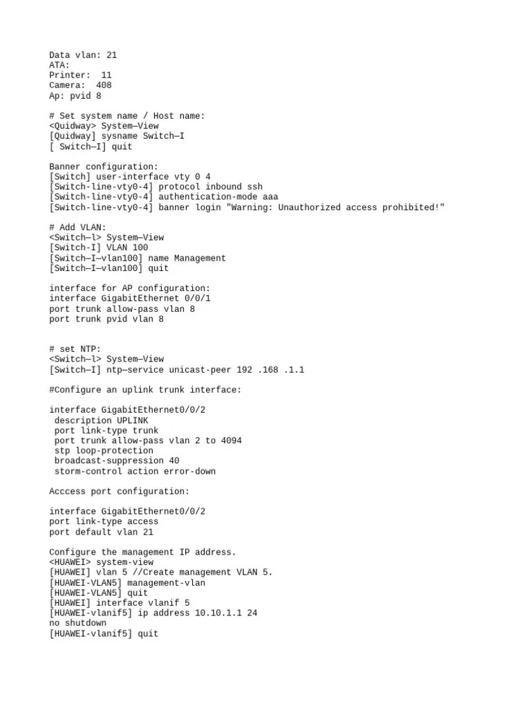 Switch Configuration Commands | PDF