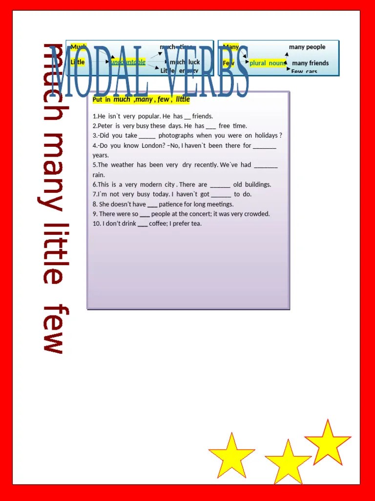 Quantifiers Many Much Few Little Pdf