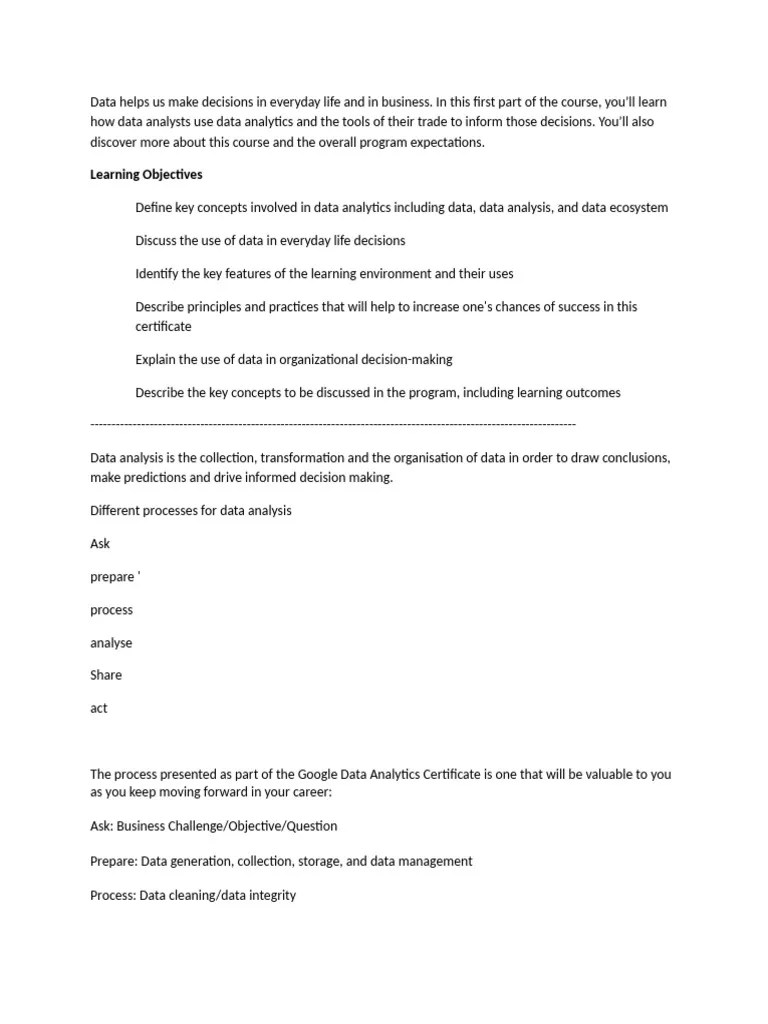 Data Analysis Course | PDF | Data Analysis | Data