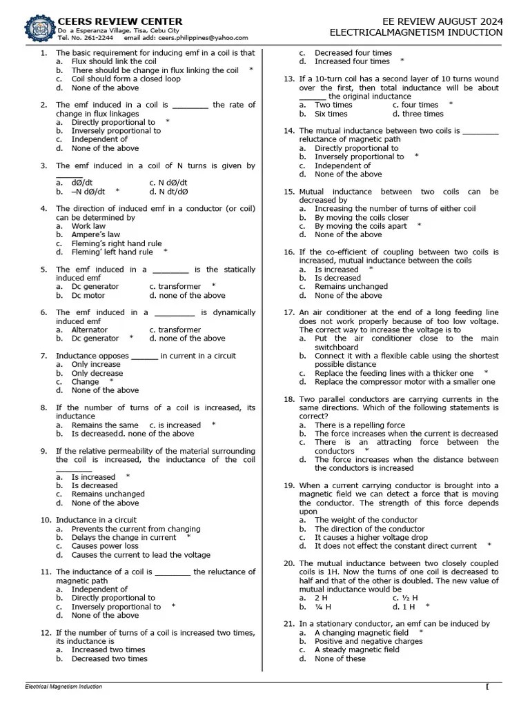 Electromagnetic Induction With Solution | PDF | Inductance | Inductor
