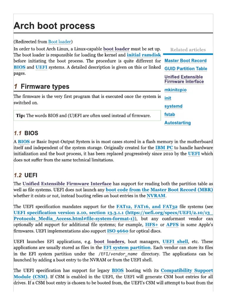 Arch Boot Process | PDF
