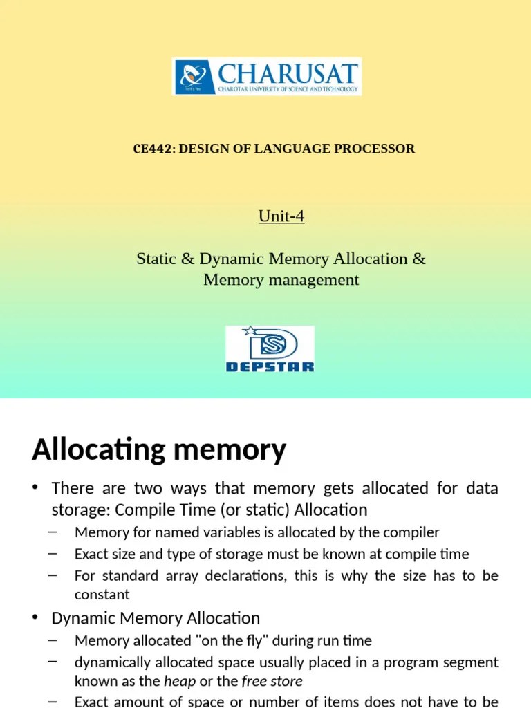 Unit 4-Static And Dynamic Memory Allocation And Memory Management | PDF | Pointer (Computer ...