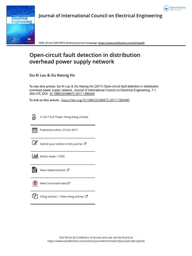 Open Circuit Fault Detection In Distribution Overhead Power Supply ...