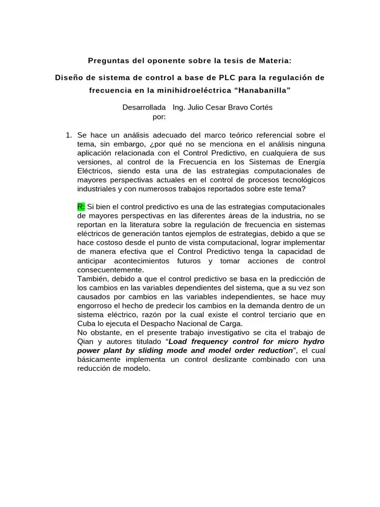 PLC En Minihidroeléctrica: Control De Frecuencia | PDF | Turbina ...