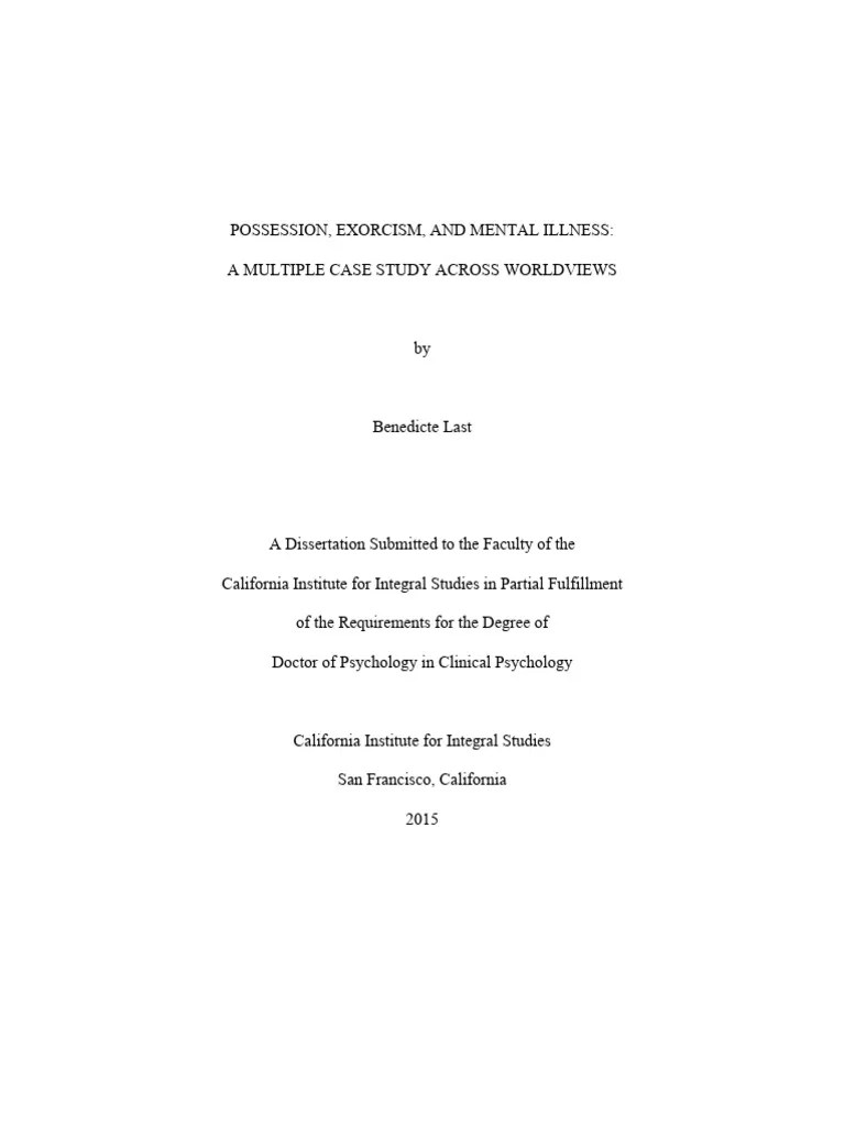 Possession Exorcism And Menta Pdf Exorcism Medical Diagnosis