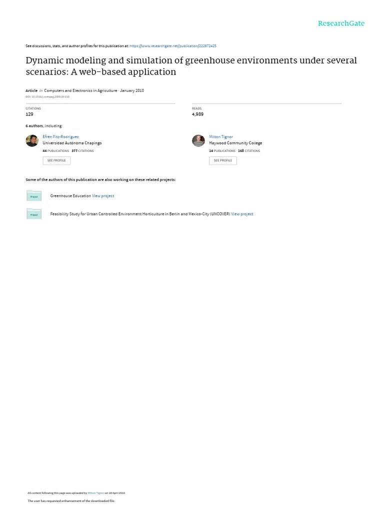 Dinamic Modelling And Simulation Of Greenhouse | PDF | Greenhouse ...