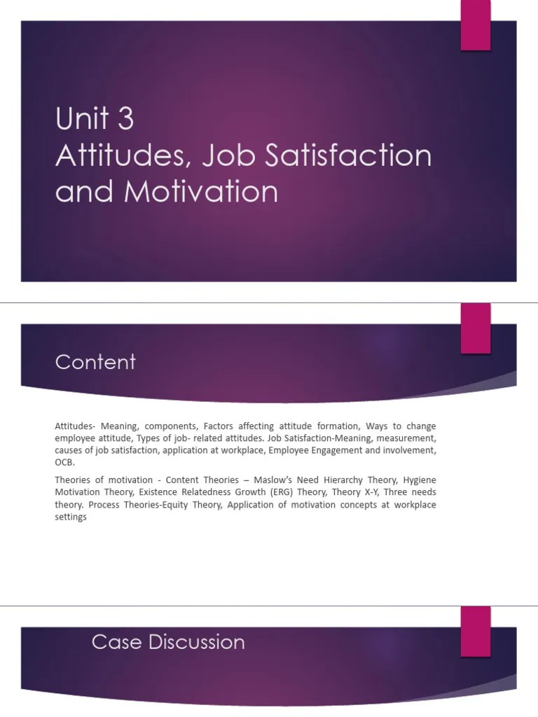 Attitude, Job Satisfaction, Motivation In Organisation Behaviour | PDF ...