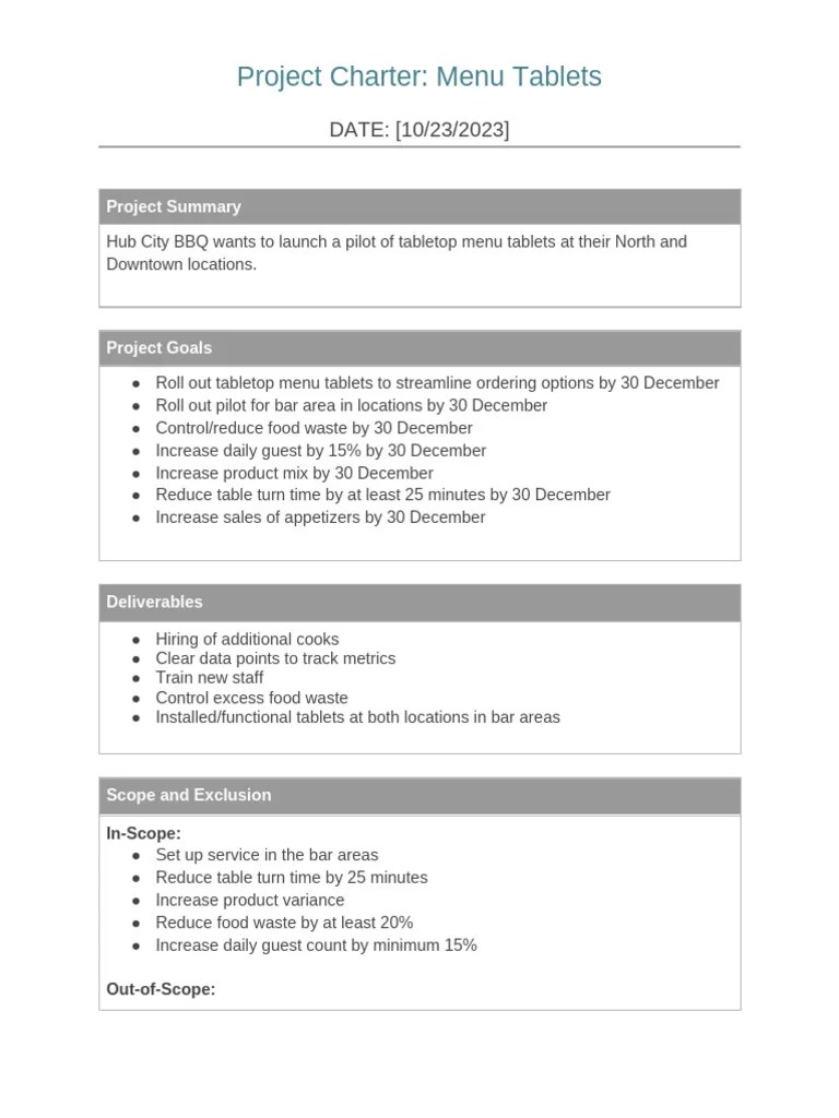 Project Charter | PDF