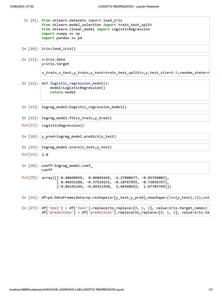 LOGISTIC REGRESSION - Jupyter Notebook | PDF | Multivariate Statistics ...