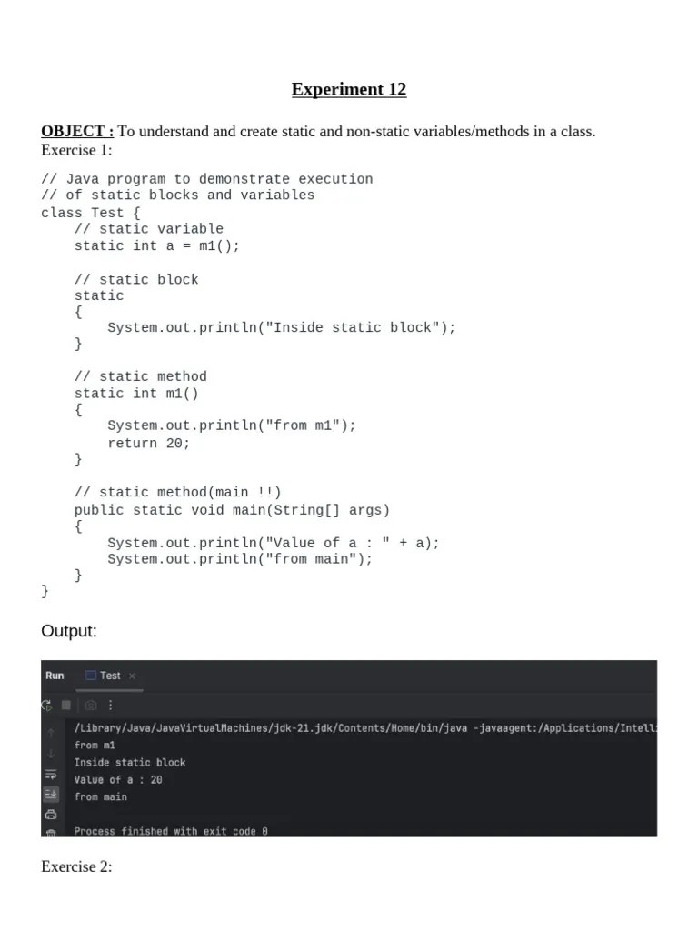 Static Non Static | PDF | Method (Computer Programming) | Programming